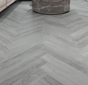 French Grey SPC Herringbone Engineered Vinyl Click Flooring with in-built-underlay 126mm x 6.5mm x 630mm