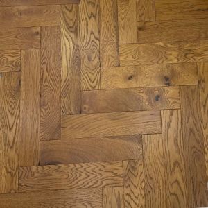 90mm x 10/3mm x 450mm Golden Wheat Smoked Brushed & Matt Lacquered Herringbone Engineered Rustic Flooring 