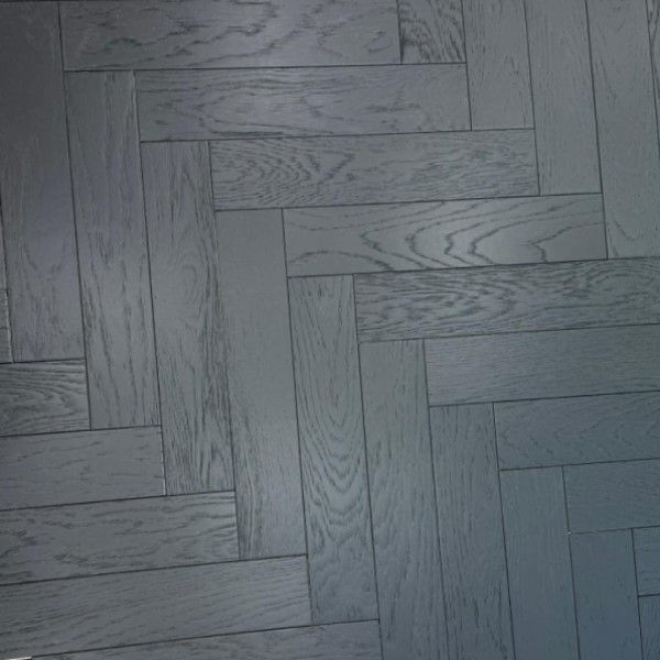 90mm x 10/3mm x 450mm Galaxy Black Brushed & Matte Lacquered Herringbone Engineered Rustic Flooring
