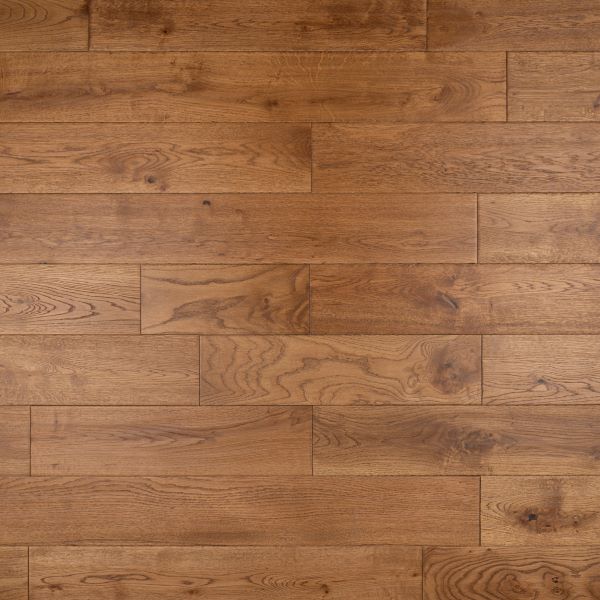 125mm x 18mm x random lengths Golden Handscraped Oak UV Oiled Rustic Grade Solid Wood Flooring 