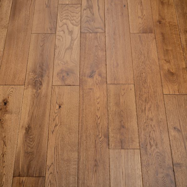125mm x 18mm x random lengths Golden Handscraped Oak UV Oiled Rustic Grade Solid Wood Flooring 