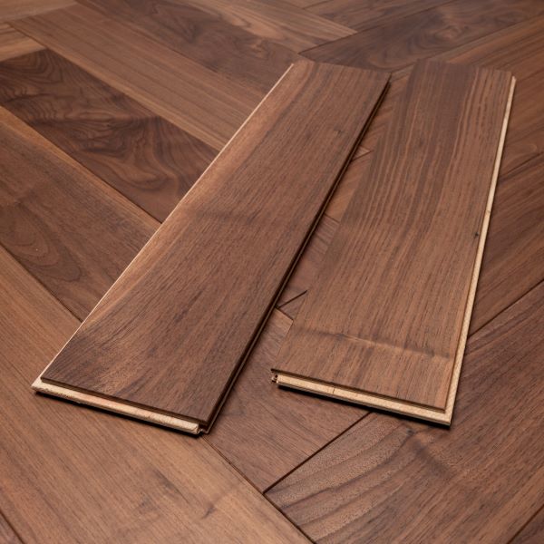 125mm x 14/3mm x 600mm Walnut Oiled Classic Grade Herringbone Engineered Rustic Flooring 